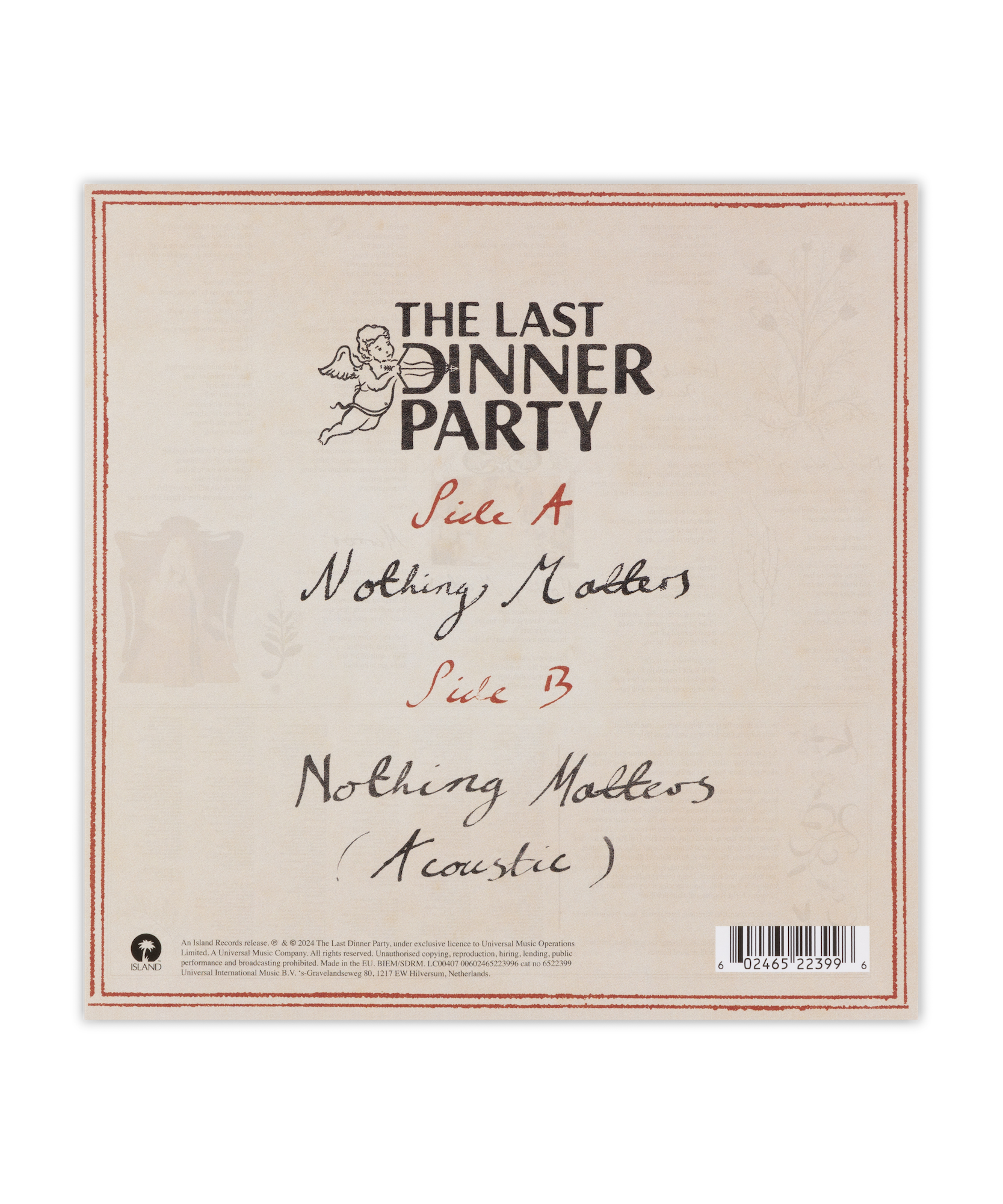 The Last Dinner Party - Nothing Matters: Crystal Clear Vinyl 7” Single